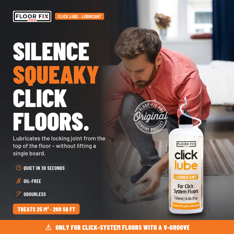 Load image into Gallery viewer, Silence squeaky click floors with Click Lube, without lifting a single board
