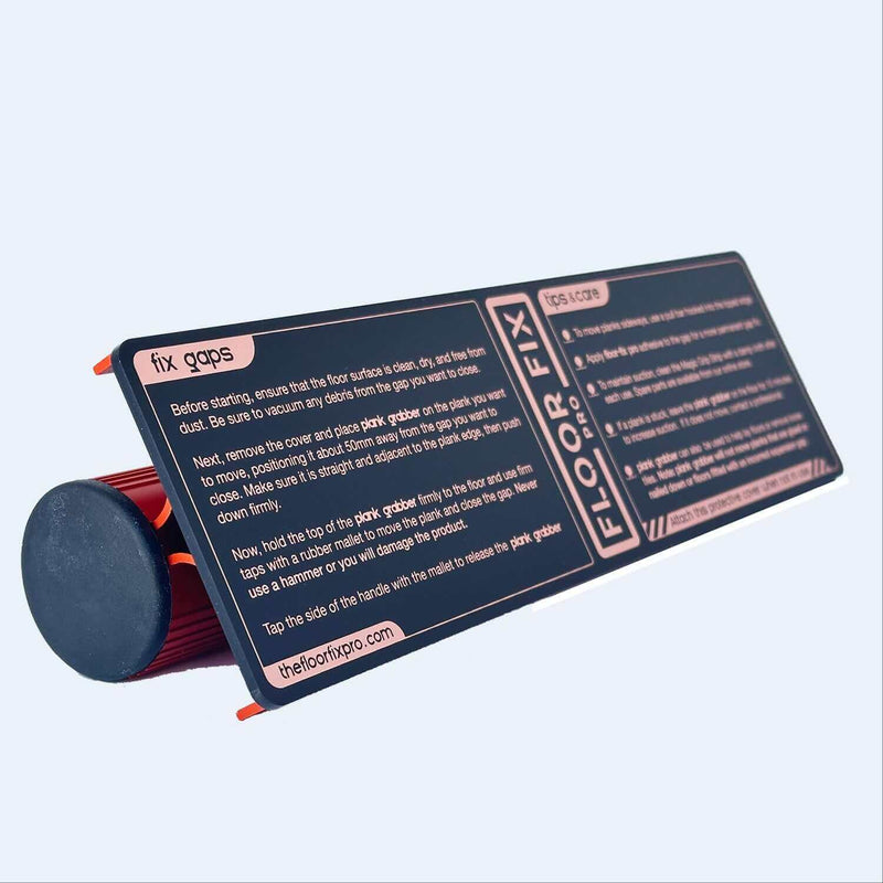 Indlæs billede i Gallery Viewer, Floor Fix Pro Plank Grabber Plank Grabber is a tool for fixing gaps in floating floors. It features a &quot;Magic Grip Strip&quot; that sticks to the plank you want to move using nano-suction and without leaving any sticky residue. Plank Grabber can be used to fix
