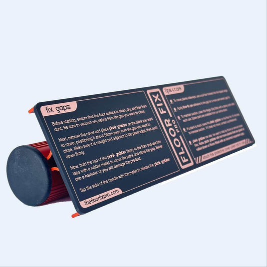 Floor Fix Pro Plank Grabber Plank Grabber is a tool for fixing gaps in floating floors. It features a "Magic Grip Strip" that sticks to the plank you want to move using nano-suction and without leaving any sticky residue. Plank Grabber can be used to fix