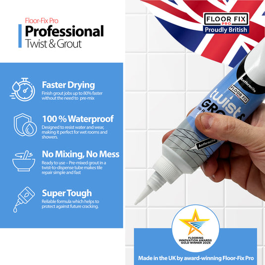 Twist & Grout - Tile Grout Revive And Restore Kit - Floor Fix Pro Loose Tile & Hollow Floor Adhesive